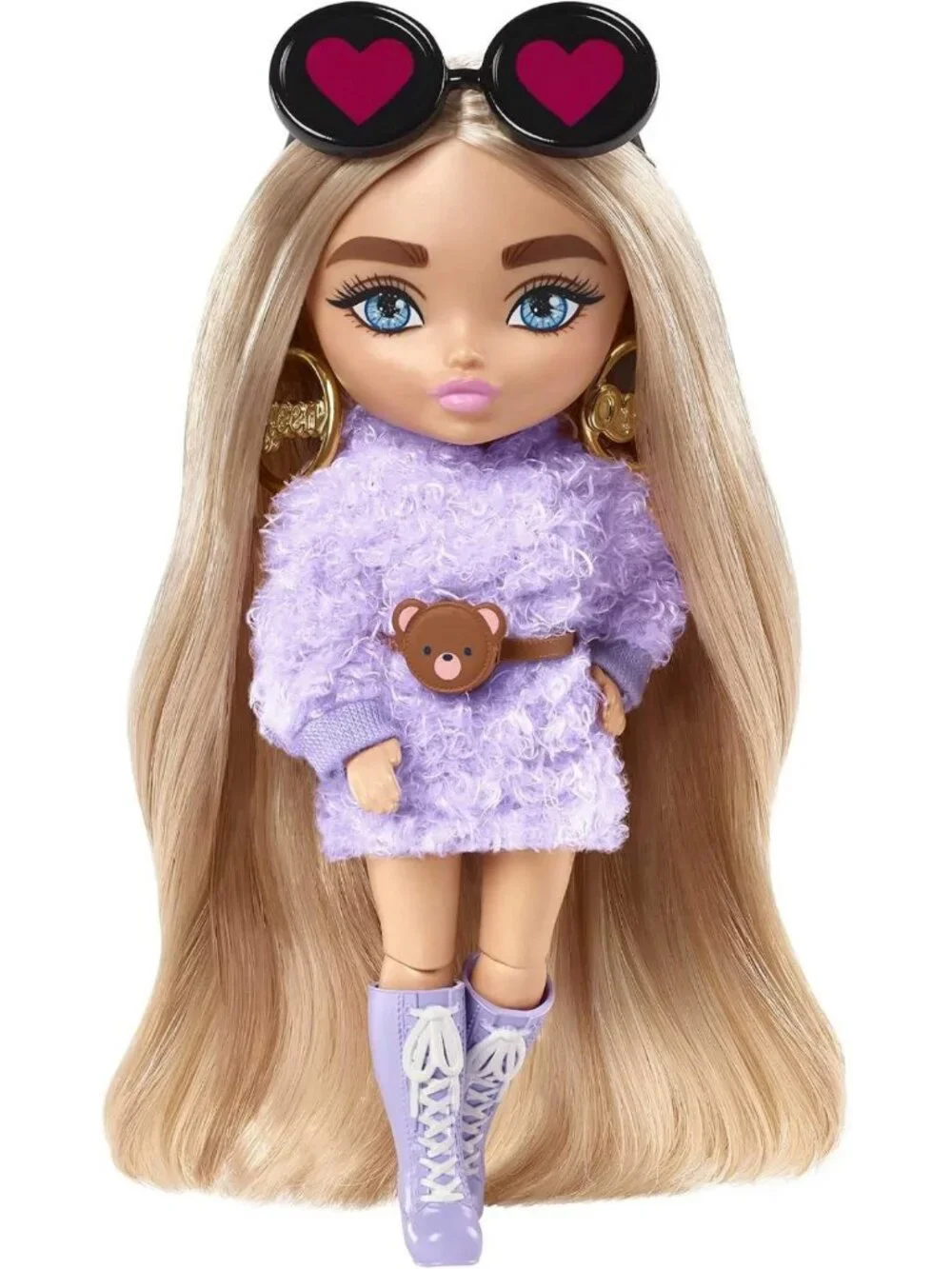 Fluffy Purple Fashion Mini Doll with Stand & Accessories - Perfect Gift for Kids